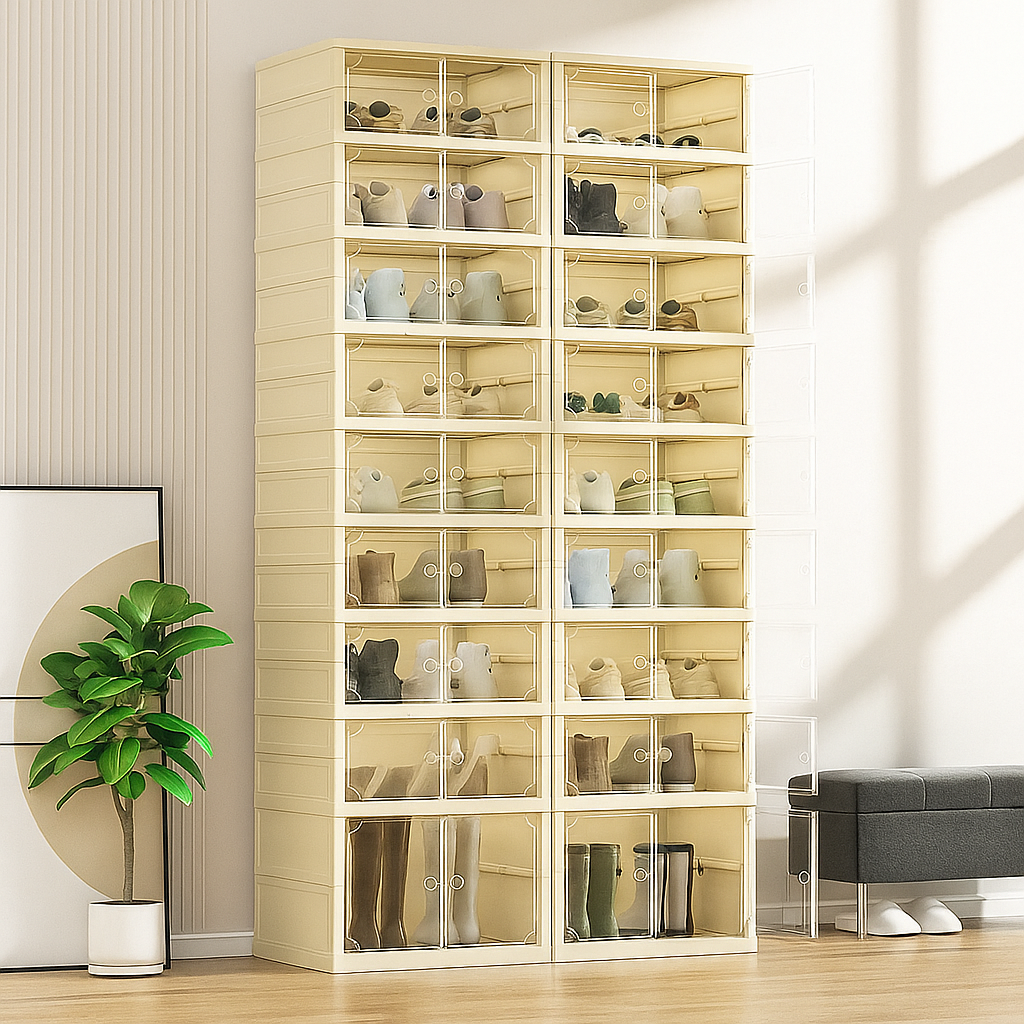 Foldable Transparent Shoe Rack – Functional Design