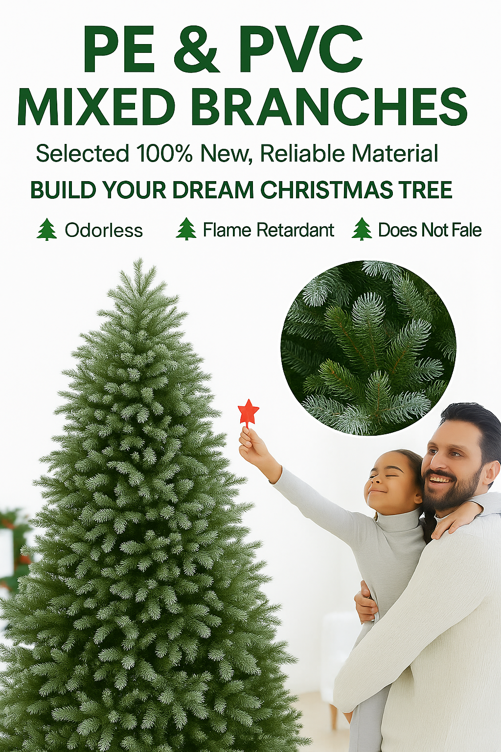 Complete Christmas Tree with LED Lights and Automatic Assembly by Remote Control