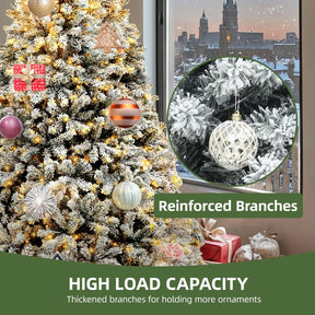 Árvore de Natal Nevada 1,83 m com Luzes LED & Comando-Remoto